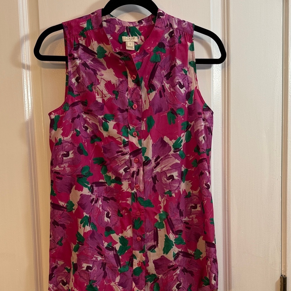 J Crew Vibrant Sleeveless Floral Top
